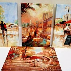 Ruane Manning Set of 4 Stretched Canvas Romantic  Prints 9"x6"  Giclees